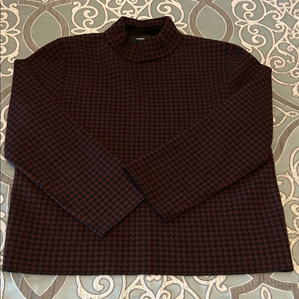 Theory - Wool Mock Neck Houndstooth Sweater - size M